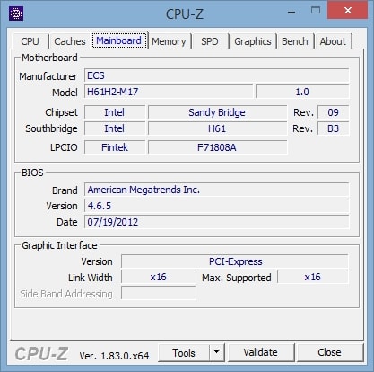 Материнская плата в CPU-Z