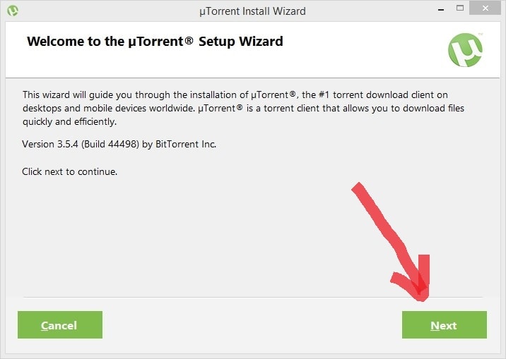 uTorrent начало установки